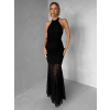 Čierne spoločenské krajkové dlhé šaty KRETONA