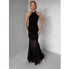 Čierne spoločenské krajkové dlhé šaty KRETONA