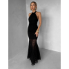 Čierne spoločenské krajkové dlhé šaty KRETONA