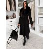 Černý elegantní dlouhý kabát ROSIEL s kožešinkou (Veľkosť ONESIZE)