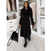 Čierny elegantný dlhý kabát ROSIEL s kožušinkou