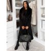 Černý elegantní dlouhý kabát ROSIEL s kožešinkou (Veľkosť ONESIZE)