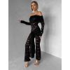 Černý krajkový dlouhý overal NERVOL (Veľkosť ONESIZE)