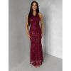 Červené společenské flitrové dlouhé šaty HENTARI (Veľkosť ONESIZE)