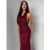 Červené společenské flitrové dlouhé šaty HENTARI (Veľkosť ONESIZE)