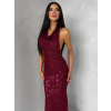 Červené spoločenské flitrové dlhé šaty HENTARI