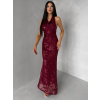 Červené spoločenské flitrové dlhé šaty HENTARI