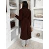 Hnědý elegantní dlouhý kabát CERADY s opaskem (Veľkosť ONESIZE)