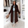 Hnědý elegantní dlouhý kabát CERADY s opaskem (Veľkosť ONESIZE)