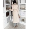 Krémový elegantní dlouhý kabát ROSIEL s kožešinkou (Veľkosť ONESIZE)