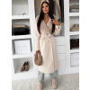 Krémový elegantný dlhý kabát ROSIEL s kožušinkou