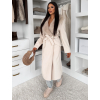 Krémový elegantný dlhý kabát ROSIEL s kožušinkou