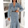 Modré džínové dlouhé šaty ROUKALA (Veľkosť M/L)