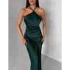 Smaragdové saténové šaty ELIRON (Veľkosť ONESIZE)