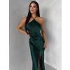 Smaragdové saténové šaty ELIRON (Veľkosť ONESIZE)