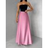 Starorůžová saténová dlouhá maxi zavinovací sukně DENISSE (Veľkosť ONESIZE)