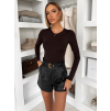 Tmavě hnědé basic body DORNEY s dlouhým rukávem (Veľkosť ONESIZE)