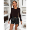 Tmavě hnědé basic body DORNEY s dlouhým rukávem (Veľkosť ONESIZE)