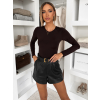 Tmavě hnědé basic body DORNEY s dlouhým rukávem (Veľkosť ONESIZE)