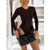 Tmavě hnědé basic body DORNEY s dlouhým rukávem (Veľkosť ONESIZE)