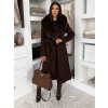 Tmavo hnedý elegantný dlhý kabát ROSIEL s kožušinkou