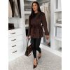 Tmavě hnědý semišový kabátek VYNADRA (Veľkosť ONESIZE)