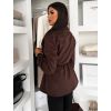 Tmavě hnědý semišový kabátek VYNADRA (Veľkosť ONESIZE)