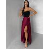 Vínová saténová dlouhá zavinovací maxi sukně DENISSE (Veľkosť ONESIZE)