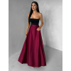 Vínová saténová dlhá zavinovacia maxi sukňa DENISSE