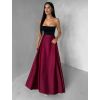 Vínová saténová dlouhá zavinovací maxi sukně DENISSE (Veľkosť ONESIZE)