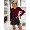 Vínové basic triko body DORNEY s dlouhým rukávem (Veľkosť ONESIZE)