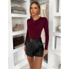 Vínové basic triko body DORNEY s dlouhým rukávem (Veľkosť ONESIZE)