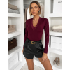 Vínové elegantní body NOVAE s výstřihem (Veľkosť ONESIZE)