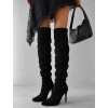 Čierne semišové vysoké čižmy DARYANA nad kolená