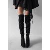 Černé semišové vysoké kozačky DARYANA nad kolena (Veľkosť 36)