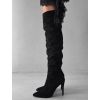 Černé semišové vysoké kozačky DARYANA nad kolena (Veľkosť 36)