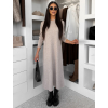 Béžové štýlové maxi dlhé mikinové šaty RAVONI