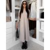 Béžové stylové maxi dlouhé mikinové šaty RAVONI (Veľkosť L/XL)