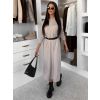 Béžové stylové maxi dlouhé mikinové šaty RAVONI (Veľkosť L/XL)