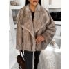 Béžový kožešinový žíhaný faux fur kabát MINVERO (Veľkosť ONESIZE)