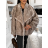 Béžový kožušinový melírovaný faux fur kabát MINVERO