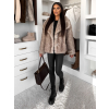 Béžový kožešinový žíhaný faux fur kabát MINVERO (Veľkosť ONESIZE)