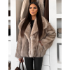 Béžový kožešinový žíhaný faux fur kabát MINVERO (Veľkosť ONESIZE)