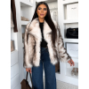 Bílý kožešinový faux fur krátký kabátek CAVONTE (Veľkosť M/L)