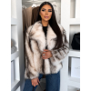 Bílý kožešinový faux fur krátký kabátek CAVONTE (Veľkosť M/L)