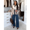 Bílý kožešinový faux fur krátký kabátek CAVONTE (Veľkosť M/L)