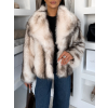 Bílý kožešinový faux fur krátký kabátek CAVONTE (Veľkosť M/L)