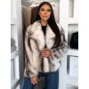 Bílý kožešinový faux fur krátký kabátek CAVONTE (Veľkosť M/L)