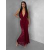 Bordó společenské krajkové dlouhé šaty ZERULON (Veľkosť ONESIZE)