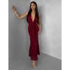 Bordó společenské krajkové dlouhé šaty ZERULON (Veľkosť ONESIZE)